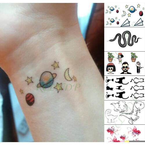 Waterproof Temporary Tattoo Sticker Planet whale Star Triangle Fake Tatto Hand Arm Foot Flash Tatoo for Kid Girl Men Women