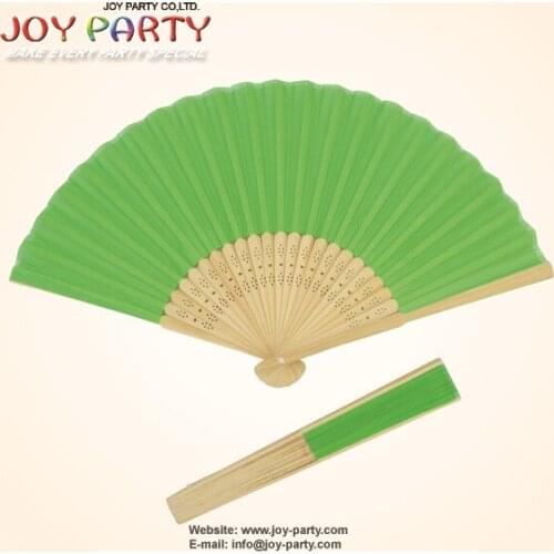 10pcs/lot 21cm Green Color silk/fabric hand fan wedding decoration party promotion gifts