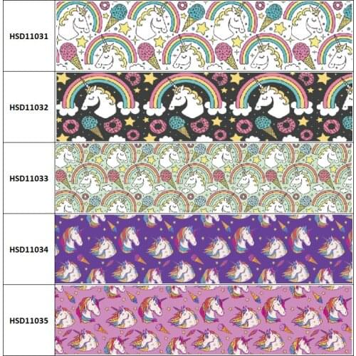 10yard New Arrival Unicorn Star Printed Grosgrain Ribbon Accessory Hairbow Headwear Decoration DIY Wholesale OEM 38MM 75MM
