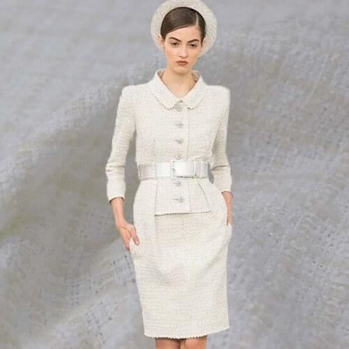 2021 KPOP White cheese plaid tweed fabric for coat skirt ткань для платья плед ткани tissu фатин bazin riche vestidos telas tela