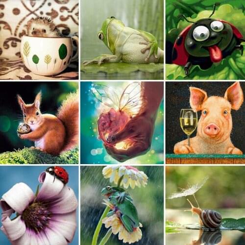 40/50/60 Full Square Diamond Painting Frog squirrel 5D DIY Animal Embroidery Cross Stitch Kit Gift Wall Stickers Home Decoration