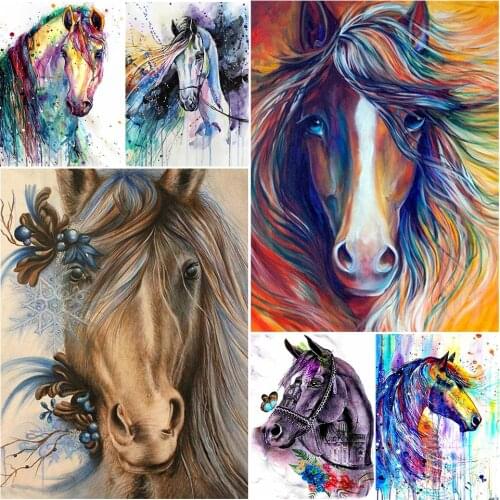 5D DIY Diamond Painting Horse Full Square Round Drill Embroidery Cross Stitch Kits Animal Picture Rhinestones Craft Lovers Gift