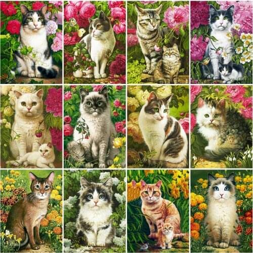 5D Diy Diamond Painting Flower Cat Square/Round Mosaic Embroidery Painting Diamond Artist Home Decoration