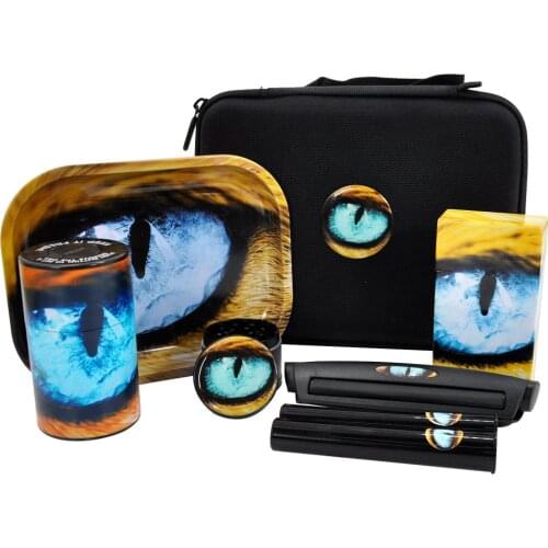 8 Sets wholesale Tobacco Kit Rolling Tray Smoking Set Herb Grinder Plastic Airtight Herb Container Rolling Machine For Smoking