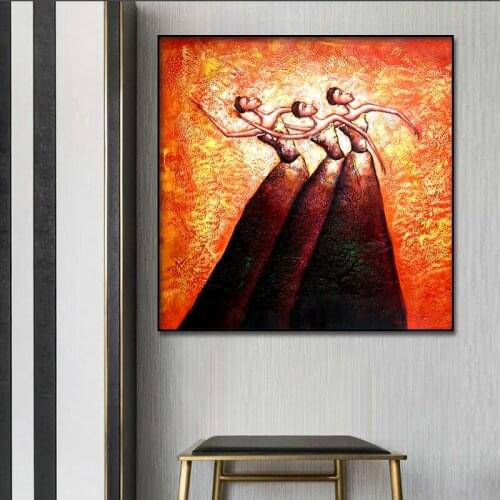 Abstract Golden Trio Dance Canvas Posters Wall Art Print Modern Painting Nordic Kid Bedroom Decoration Picture