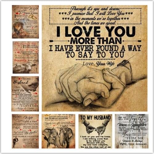 Diamond Embroidery 5D Diamond Painting Full Square Rhinestone "Family Poster for My Husband / Wife" Picture of Diamond Wall Art