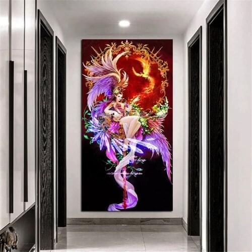 Diamond Painting Fantasy Phoenix Girl Full Diamond Embroidery Pattern Rhinestones Cross Stitch Needlework DIY Mosaic large A825