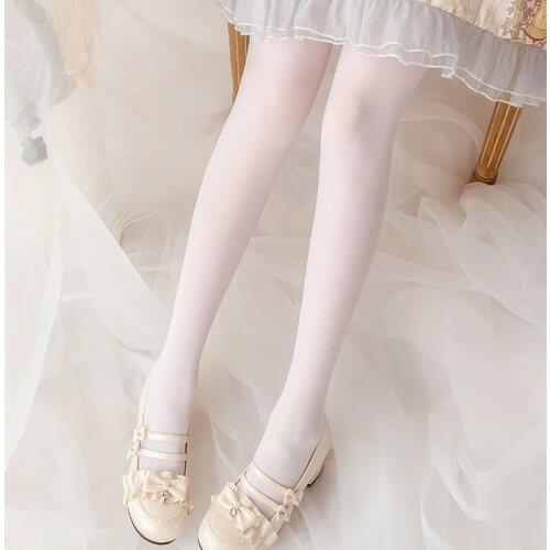 Lolita Velvet Thin Lolita Style Socks Comfortable Base Solid Color White Romper through the Meat Silk Stockings