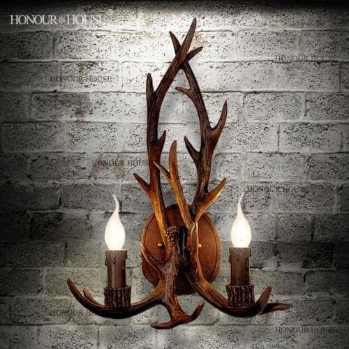 Free shipping American country style Antlers design resin hallway corridor light toilet table light wall lamp