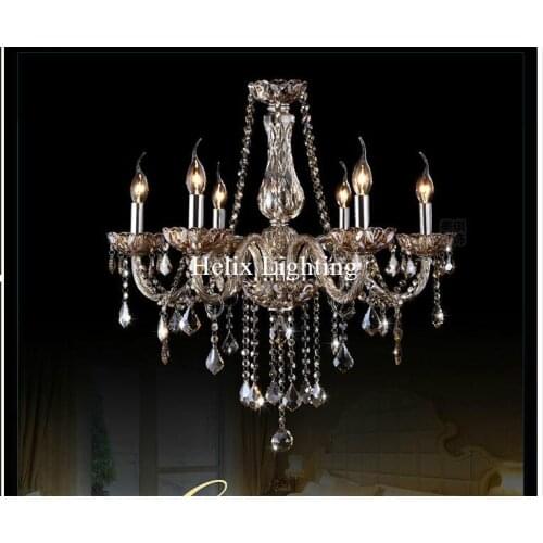 Free Shipping Modern European-style Champagne Candle Chandelier Crystal Chandelier Modern Minimalist Restaurant Living Room Lamp