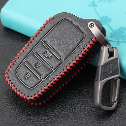 3 Buttons Leather Car Key Cover Case For Toyota Highlander Land Cruiser Riez 86 Hilux Innova Fortuner Rav4 Camry Prado Shell