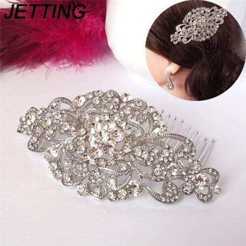 Floral Crystal Hair Combs Wedding Hair Jewelry For Women Tiara For Brides Bridal Hairpins Hair Accessories
