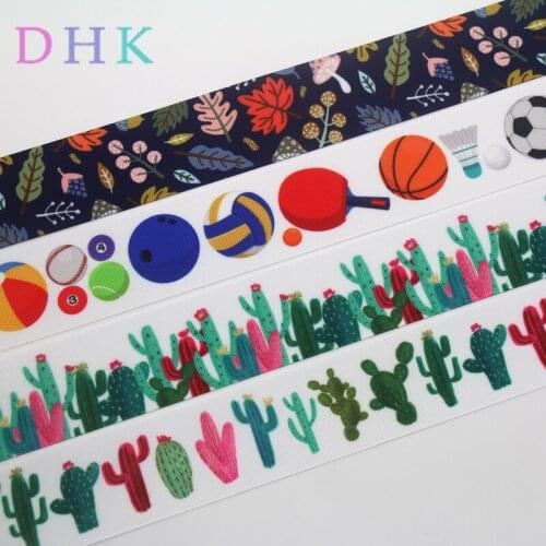 DHK 1.5'' 50yards fall cactus sport ball printed grosgrain Ribbon Accessory hairbow headwear decoration DIY material 38mm S1051