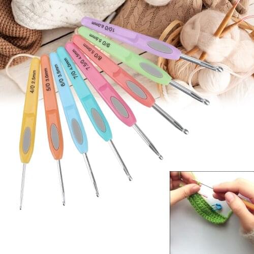For Weave Sewing Needle Tool 2.5-6mm Crochet 8pcs Multicolor Crochet Hook Plastic Handle Aluminum Knitting Needles Set
