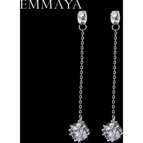 EMMAYA New Silver-Color White Cubic Zirconia Womens Jewelry Drop Earrings Cheap Earrings