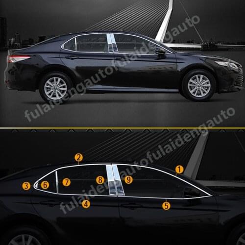 For Toyota Camry 2018-2020 Chrome stainless steel Door Window Pillar Sill Trim Cover trim Car Accessories