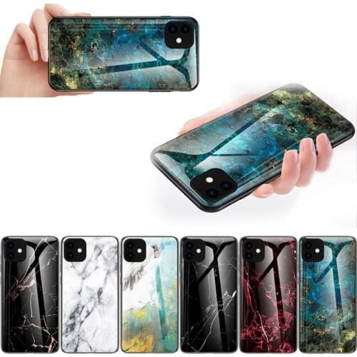 Crystal TPU Bumper Marble Texture Phone Cases for iPhone 12 Pro Max Cover for iPhone 12 Luxury Tempered Glass Marble Case 11 XR