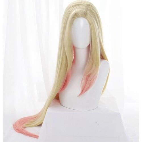 Game LOL KDA Ahri Cosplay props Light yellow pink gradient wig for Halloween Carnival Party Event Anime Adult COS Christmas Gift