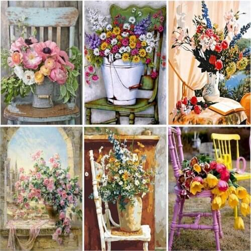 GATYZTORY 60x75cm Frame Diy oil painting on canvas handmade Daisy Flower Acrylic Paint By numbers For Adults Home Decors