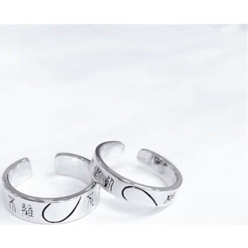 Ring letters heart shape couple lovers adjustable rings words anillos de plata ladies boho jewelry KCJ35