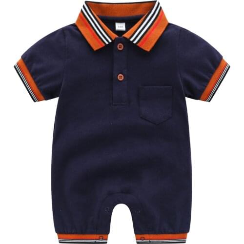 New arrival Summer fashion baby clothes Unisex short-sleeved lapel cotton toddler newborn baby boy girl romper 0-3 months