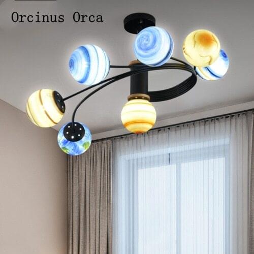 Cartoon Creative Planet ceiling lamp Boys and Girls Bedroom Childrens Room Lighting American LED Planetary ceiling lamp