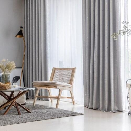 Diamond Linen Small Stars Jacquard Bedroom Living Room Modern Cotton and Linen Blackout Custom Curtains for Living Room Bedroom