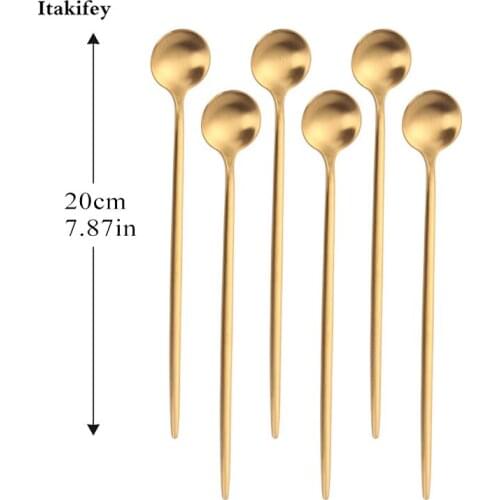 Stainless Steel Long Handle Spoon Ice Dessert Tea Stirring Spoon Cutlery tableware For Picnic Kitchen Accessories Drop shipping