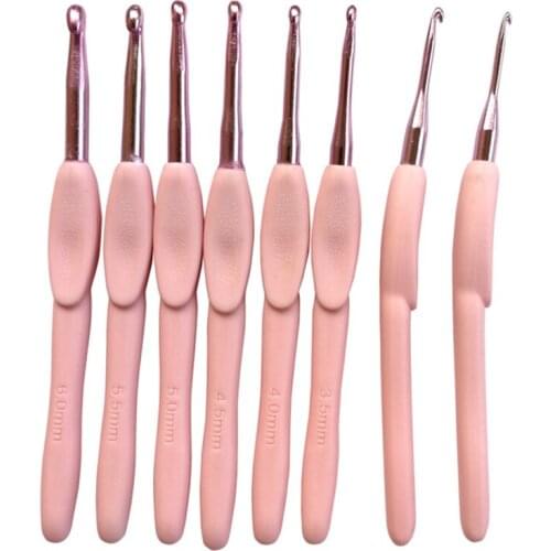 8pcs Soft Handle Crochet Hook Set DIY Portable Accessories Easy Use Handmade Sewing Tool Scarf Sweater Home Knitting Needle
