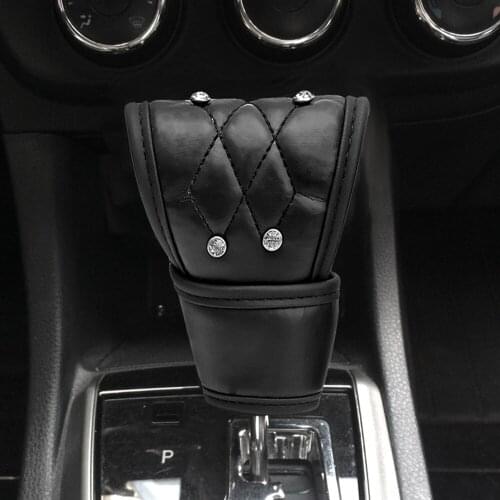 2Pcs/Set Padding Leather Gear Shift Knob Cover Handbrake Hand Brake Gear Cover Car Auto Crystal Universal