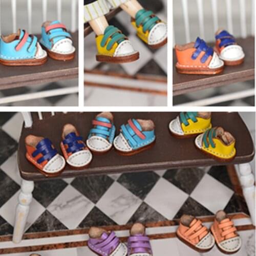 Ob11 P9 baby shoes magnet buckle candy color cowhide boots doll shoes