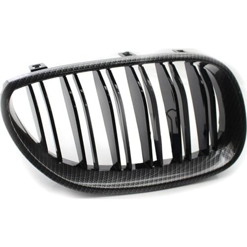 A Pair Carbon Fiber Grills Replacement Grille Front Bumper Grill For BMW E60 E61 520i 525i 528i 5 Series 2003-2010 Car Styling