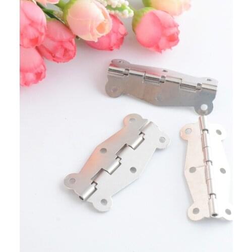 Free Shipping 8pcs Silver Tone Hardware 6 Holes DIY Box Butt Door Hinges (Not With Screws) 51x25mm J3156