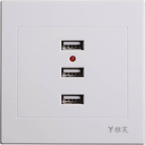 10A 3 Port USB 2.0 Wall Socket USB Wall Charger Socket Adapter 5V 10A Power Outlet Plate Panel Home Decor
