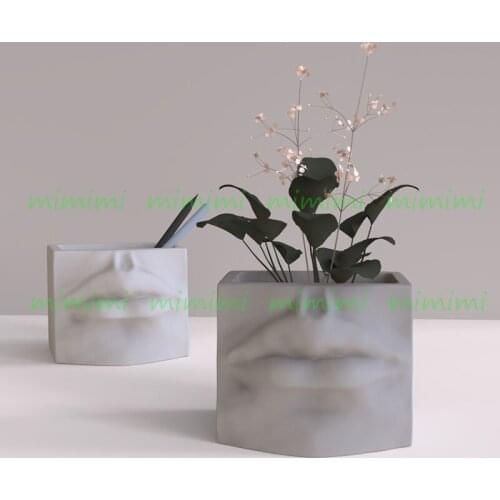 Concrete Silicone Mold Creative Lips Design Mini Cement Flower Pot Aroma Candle Container Candle Jar Mold Gypsum Clay Mold