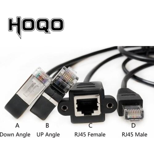 Up Down Angled 90 Degree Angle 8P8C FTP STP UTP Cat 5e RJ45 Panel Mount Male to Female Extension Cable Lan Ethernet Network Cord