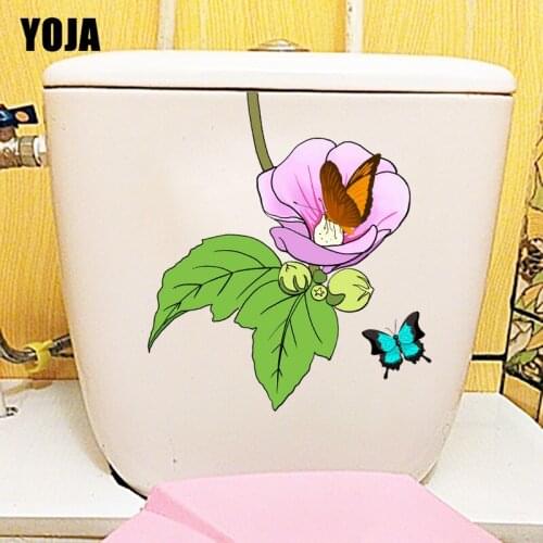 YOJA 20X22.5CM Fresh Hibiscus Fashion Home Wall Sticker Bedroom Decor WC Toilet Seat Decals T1-2336