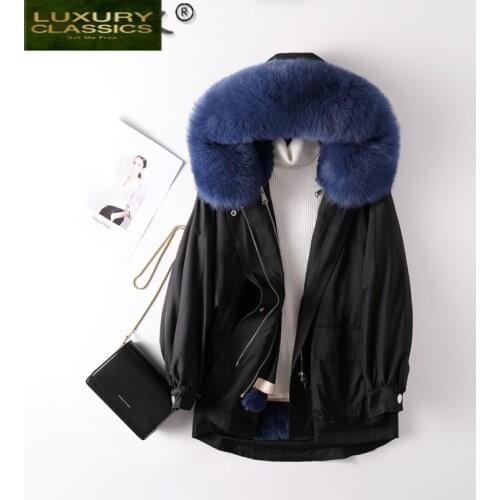 Natural Fox Fur Hooded Rex Rabbit Fur Liner Woman Parkas 2021 Winter Real Fur Coat Female Thick Warm Jacket Women Hiver