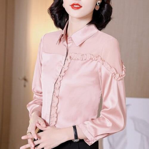Ladies Heavy Silk Blouse Elegant Ladies Satin Silk Blouse Ladies Long Sleeve