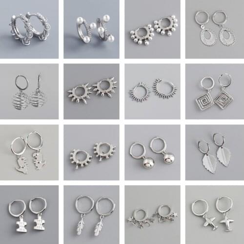 PONYKISS Trendy 925 Sterling Silver Exquisite Geometry Hoop Earrings for Women Party Fine Jewelry Accessory Chic Gift