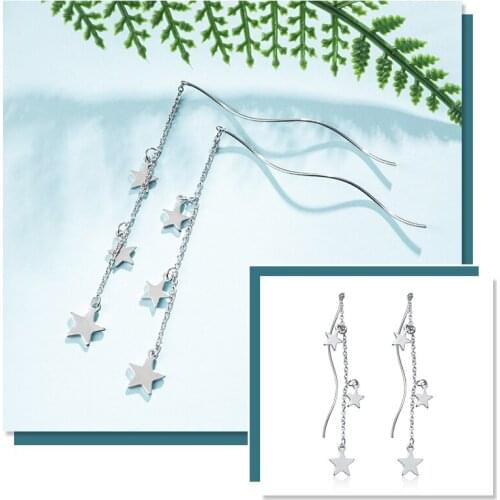 SHUANGR Delicate Chain Earrings Star Wave Long Tassel Earrings Earrings Pendant Woman Jewelry Mujer Brincos oorbellen