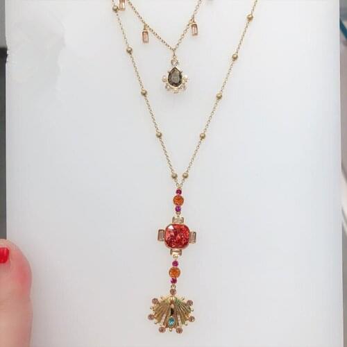 New Lucky Women Necklace 2019 Swa 1:1 High Quality Friendship Pendant Clavicle Double Layer Jewellery