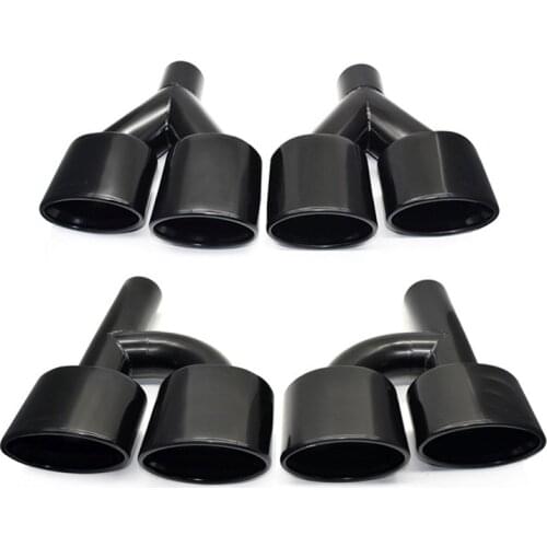 1 Pair H Model Exhaust Pipe For M-ercedes B-enz W204 C180 C200 C260 C300 Change C63 S63 Stainless Steel Black Muffler Tip