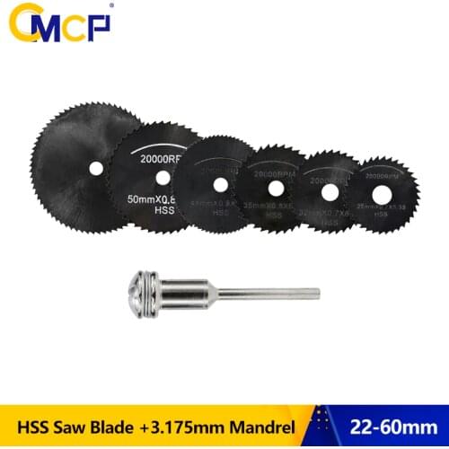 1pc 22-60mm HSS Saw Blade With 3.175mm Mandrel For Cutting Wood/Metal Mini Circular Saw Blade Set Wood Cutting Disc