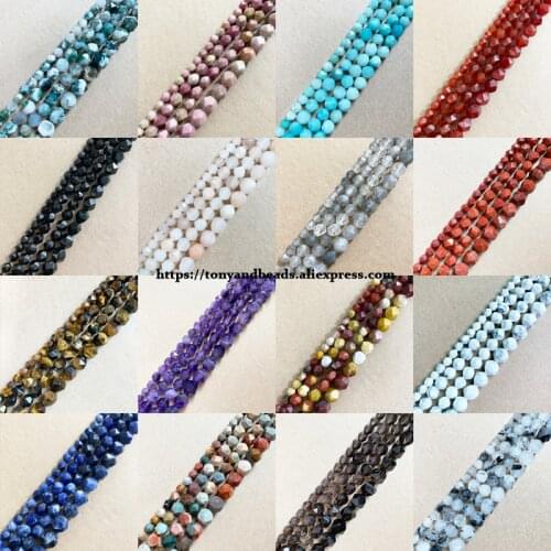 15" Natural Stone Big Cuts Faceted Agates Quartz Jaspers Howlite Etc. Round Loose Beads 6 8 10 12MM Pick Size