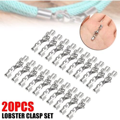 20Pcs/Lot DIY Silver Lobster Clasp 3mm Stainless Steel Lobster Clasp For Chain Lock Leather Cord DIY Sewing Bag Jewelry Tools