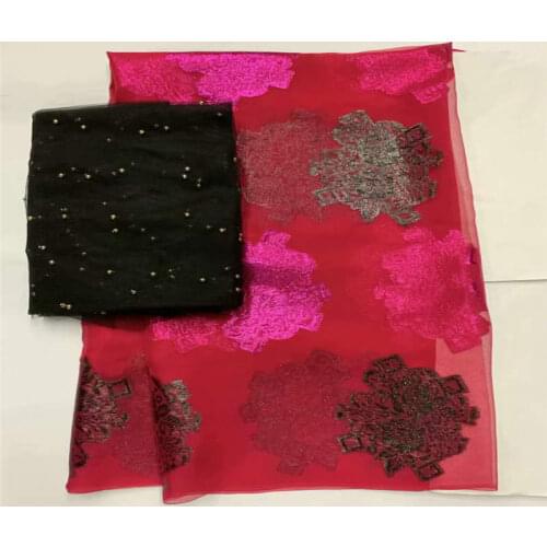 5 Yards African Soft Metal Silk Fabric With 2 Yards Swiss Voile Lace Fabric, Suitable For Women Clothing! LXF61818
