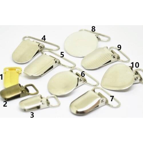 50Pcs Oval Round Heart Baby Metal Suspender Pacifier Holders Clips Craft Sewing Tool For Fabric Garement Pants Bags 6-9
