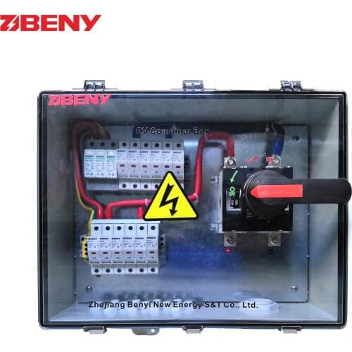 6 String PV Combiner Box 1000V UL listed DC Switch Lock Door Clutch