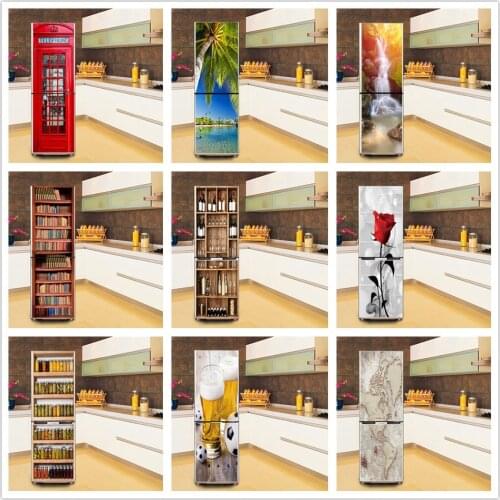 60x180cm PVC Refrigerator Sticker Home Decor Kitchen Wall Mural DIY Self-adhesive Waterproof Wallpaper Fridge Decor Decal Poster